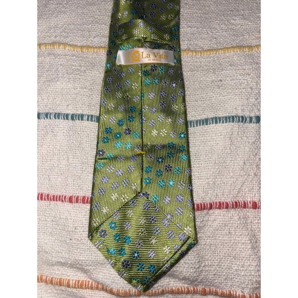 La Vita di Moda Silk Green Floral Tie